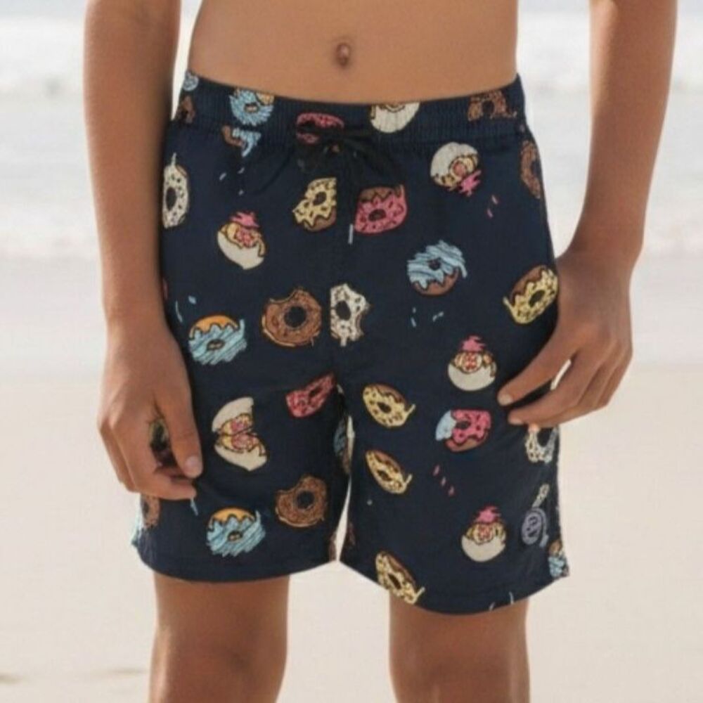 Abercrombie Kids Donut Swim Trunks Boys 7/8 Navy Shorts SwimTrunks